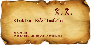 Klekler Kálmán névjegykártya